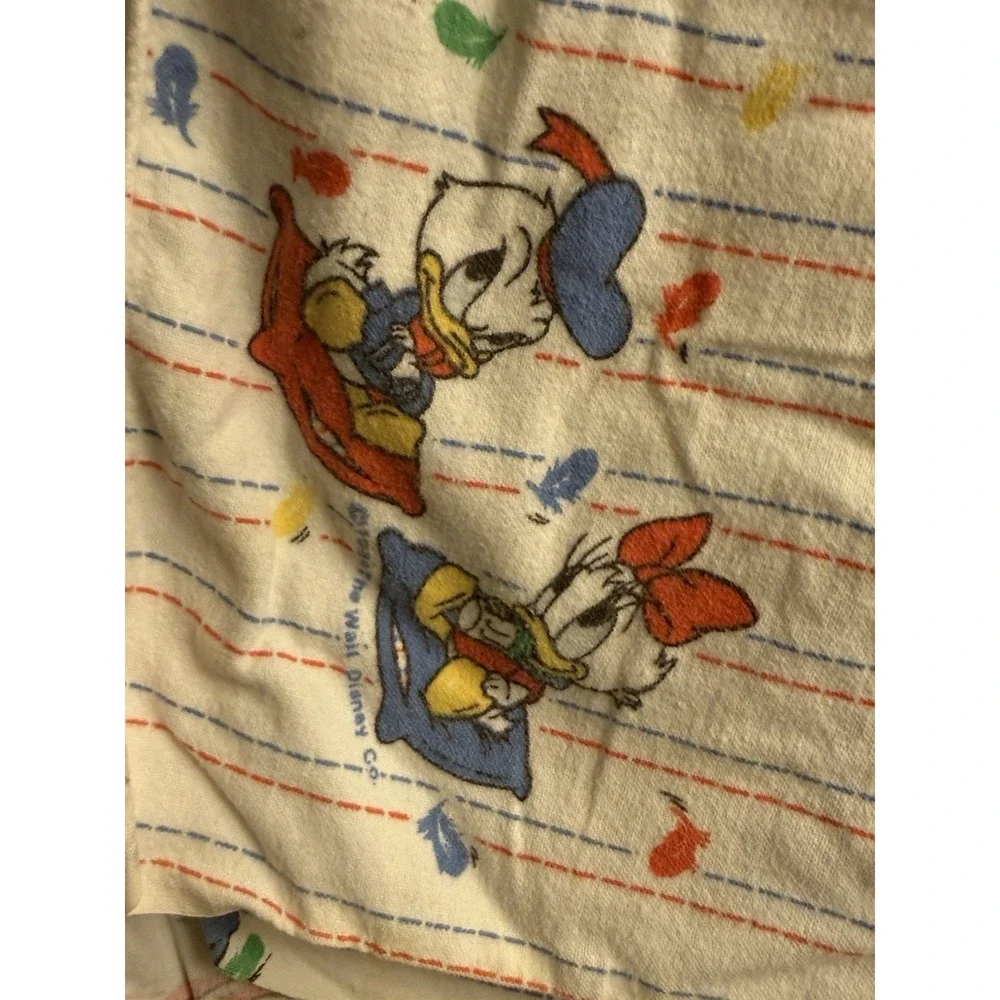 VTG 1984 Disney Baby‎ Receiving Blanket Mickey Minnie Donald Flannel 38